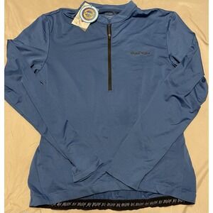 NWT‎ Baleaf Cycling Jersey Blue Long Sleeve Activewear 1/2 Zip Bike Pocket Large